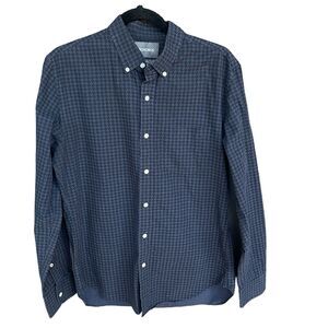Bonobos Men Button Up Shirt Medium Blue Check Slim Fit Cotton Long Sleeve Preppy